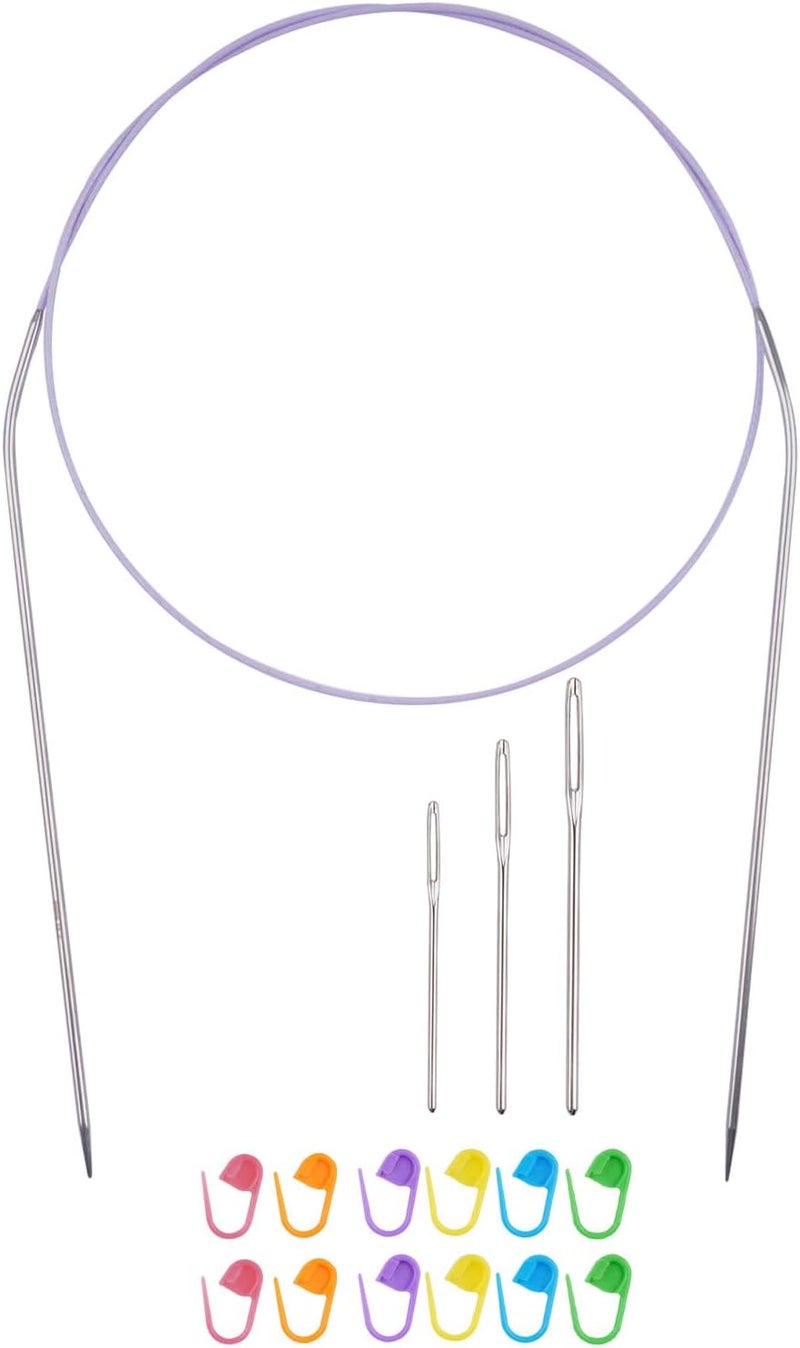 BsHooker Circular Knitting Needles 32inches/80cm,Size US 0(2mm) Stainless Steel Round Knitting Needles for Handmade Knitting DIY - Image 1